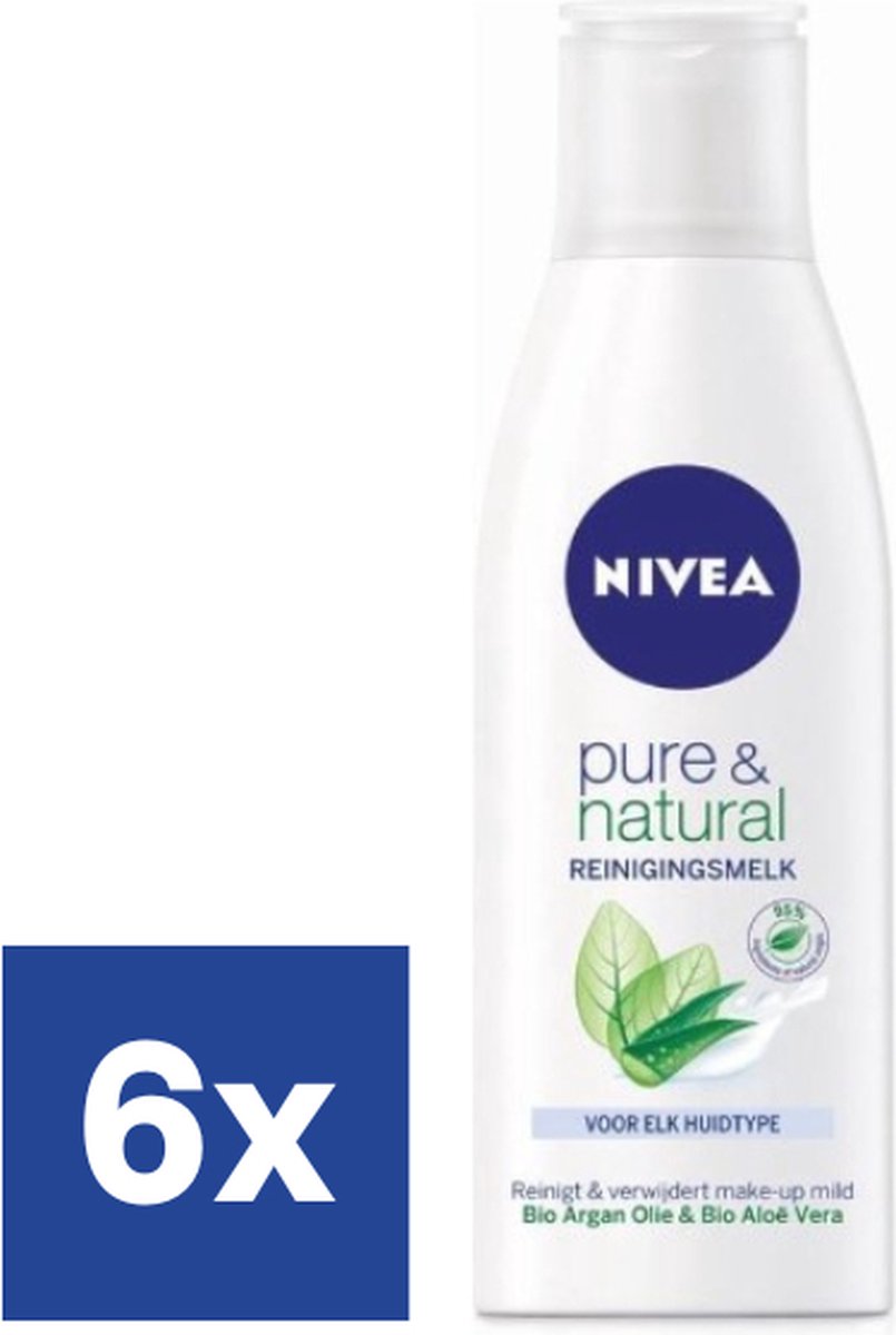 Nivea Pure & Natural Aloe Vera Reinigingsmelk - 6 x 200 ml