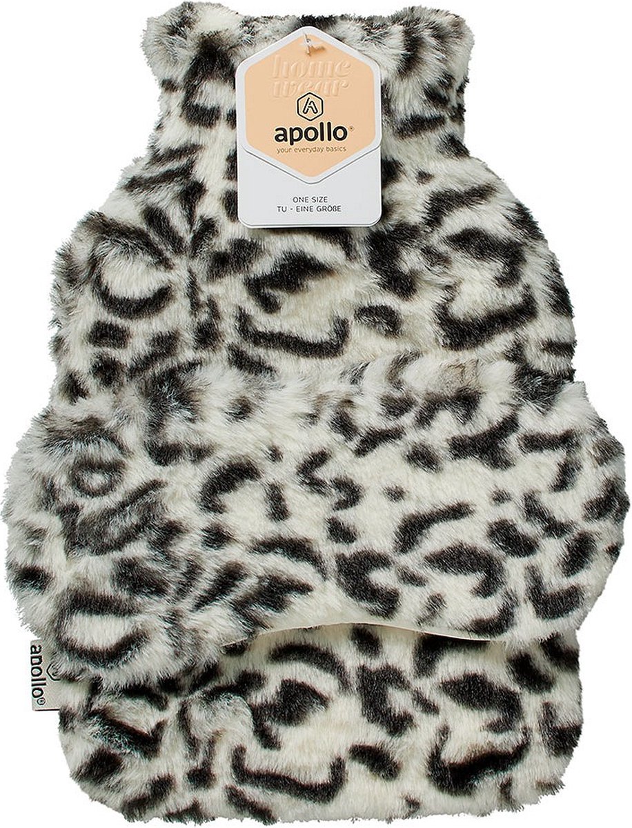 Goedkoopste Apollo - Warmwaterkruik - Kruik met hoes - Kruikenzak - Met slaapmasker - Baby - Fleece - Panterprint - wit