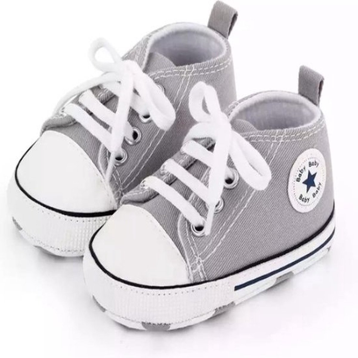 Steppies Babyschoentjes - Grijs - Zachte Zool Antislip - Maat 17-18 (0-6 maanden, 11 cm) - Babyslofjes