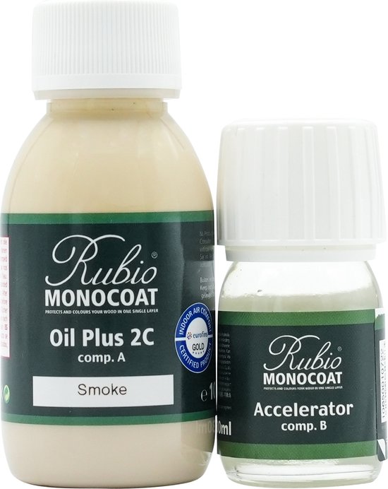 Rubio Monocoat Oil Plus 2C - Huile pour bois écologique en 1 couche pour Binnenshuis - Fumée, 130 ml