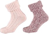 Lot de 4 chaussettes Warm Wool Chaussettes d'intérieur par Apollo - Femme - rose / rouge - 35-38