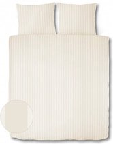 Housse de couette Satin Rayé - Qualité Hotel 230 TC - 2 personnes - 200 x 200/220 cm - Crème