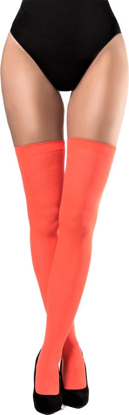 Partyxclusive Kousen Dames voor bij Carnavalskleding Dames Carnaval Accessoires Verkleedkleren Volwassenen WK Voetbal Oranje Kleding - Polyester - Neon Oranje - Polyester - One-Size