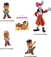 Bullyland - Disney Speelfiguurtjes Jake en de Nooitgedacht Piraten - Taarttoppers - set 4 stuks (+/- 5,5 -10 cm)
