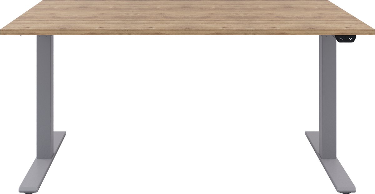 Zit sta bureau  Zit sta bureau elektrisch  Natuur eiken bureaublad  Aluminium onderstel  160 x 80 cm-- blad- onderstel- x80
