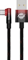 Baseus MVP 2 Elleboogvormige snellaaddatakabel USB naar Type-C 100W 2 meter Zwart + Rood