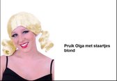 Pruik Olga met staartjes blond - Festival thema feest party carnaval pruiken Apres ski tirol