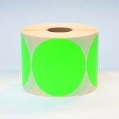 Blanco Stickers op rol 100mm rond - 1000 etiketten per rol - mat fluor groen