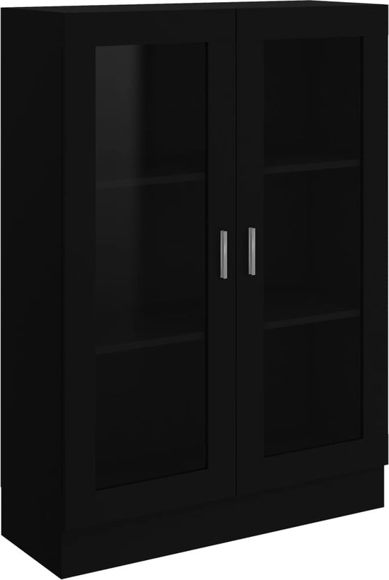 vidaXL - Vitrinekast - 82,5x30,5x115 - cm - bewerkt - hout - zwart