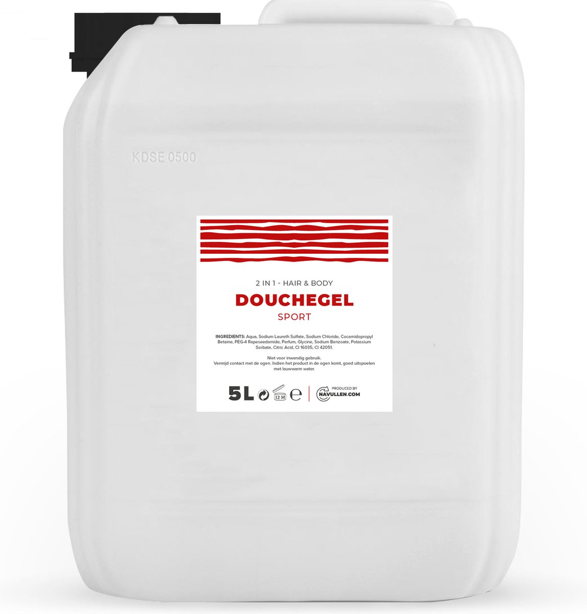 Douchegel - Sport - Rood - 5 Liter - Jerrycan - Hair & Body - Navulling – Navullen