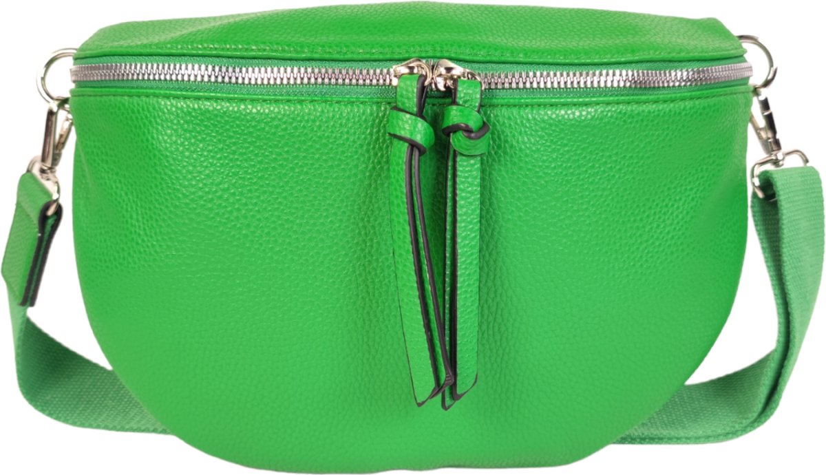 Qischa® - Crossbody heuptas bumbag - uni riem - soft - groen - vegan - large size