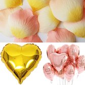 Ensemble de 21 pièces pour la Saint-Valentin avec de grands ballons en aluminium et des pétales de rose - proposition - valentine - mariage - coeur - aluminium - ballon - pétales de rose
