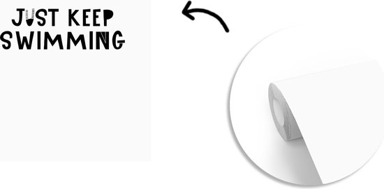 Illustration pour enfants avec une citation 'Continue de nager' sur fond blanc 160x240 cm