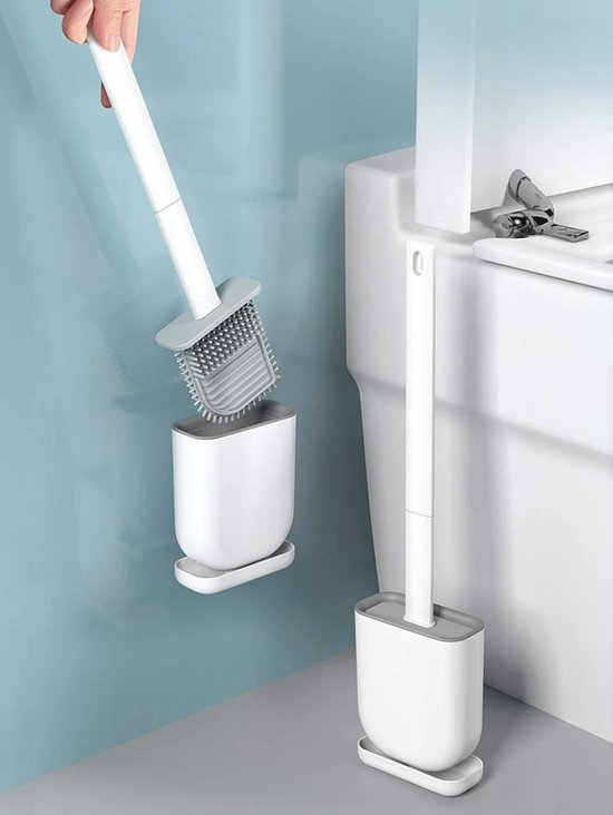 Brosse WC blanche avec support