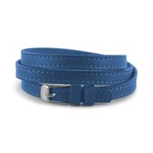 Silventi 980170002 Leren Wikkelarmband met Stalen Gesp 60cm - 7mm - Armband - Wrap - Blauw - Zilverkleurig