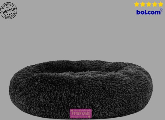 Donut Hondenmand 70cm - Kattenmand - Hondenbed - Fluffy - Dog Bed - Wasbaar - Zwart