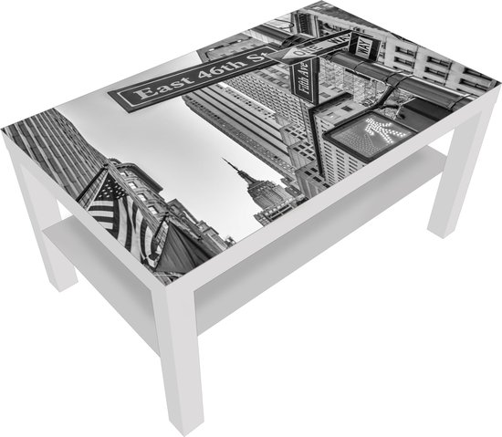Stella Trading Salontafel Panty - Moderne Glazen Tafel Met Opbergruimte In Hoogglans Wit