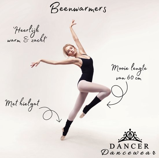 Beenwarmers zwart  | Ballet & Dans & Sport| Dames en Kinderen | 60 CM | Met Hielgat - Dancer Dancewear