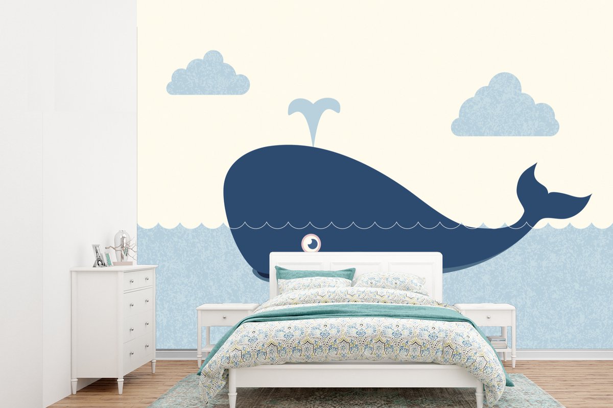 Behang - Fotobehang een walvis in het water - Breedte 305 cm x hoogte 220 cm