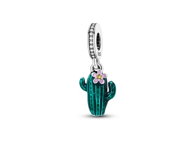 Charme pour Bracelet Pandora | Cactus | Plante | Été | Charme suspendu Charm | Argent | 925 | Émail | Vert | Noir | Rose | Zircone | Jaune | Cadeau |