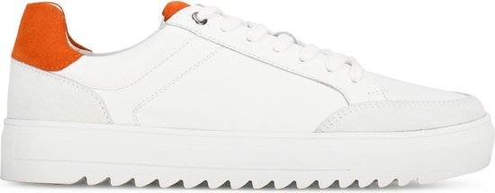 PS Poelman MIKE Heren Sneakers - Wit met oranje combinatie - Maat 43
