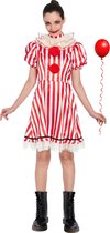 Scary Clown - Verkleedkostuum - Dames - Maat S - Jurk + Kraag - Carnaval - Halloween