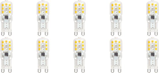 LED Lamp 10 Pack - Velvalux - G9 Fitting - Dimbaar - 3W - Warm Wit 3000K - Transparant | Vervangt 32W