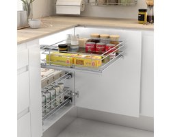 Eleganca Draadmand uittrekbaar - Met ondergeleiders en softclose - (562-568) x 490 x 151 mm - Geschikt voor frontbreedte 60cm - Schuiflade keukenkast - Keukenlade organizer - 30 kg draagvermogen