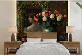 Behang - Fotobehang Stilleven - Schilderij - Bloemen - Breedte 240 cm x hoogte 240 cm