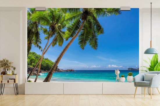 Papier peint - Papier peint photo Plage - Palmier - Mer - Île - Largeur 360 cm x hauteur 240 cm