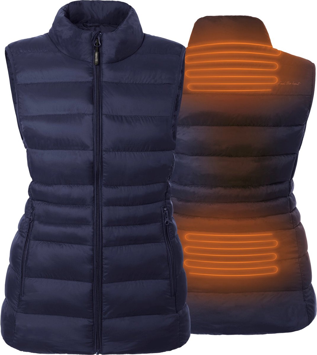Verwarmde Mouwloze Vest Slim Fit Voor Vrouwen extra gevoerde kraag Super Power technologie Blauw