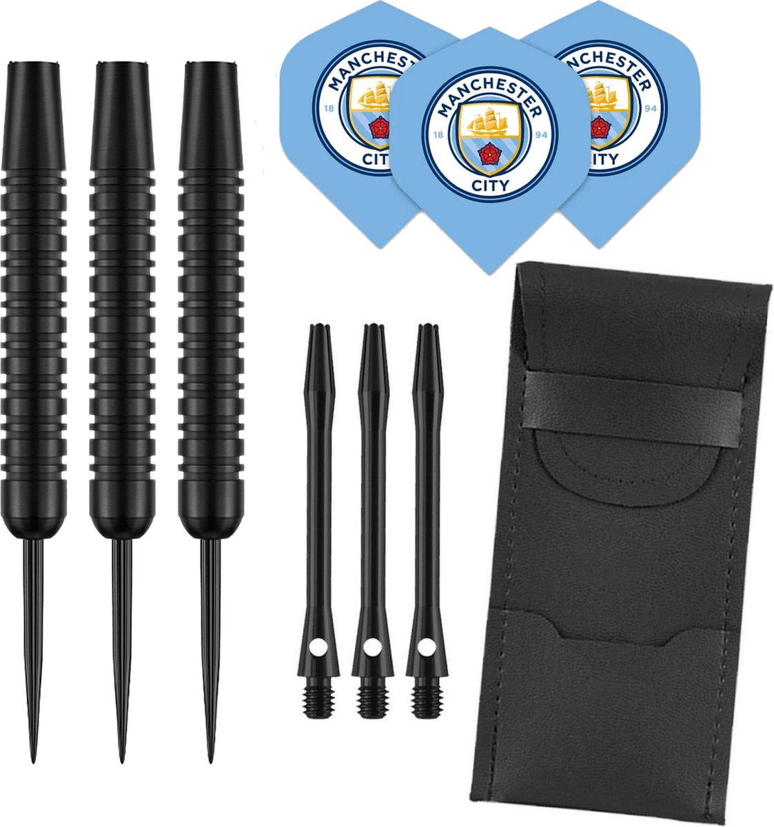 Dragon Darts Black - dartpijlen - Manchester City - dart shafts - dart flights - 23 gram - dartspijlen