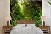 Behang - Fotobehang Natuur - Water - Jungle - Bos - Tropisch - Breedte 280 cm x hoogte 280 cm