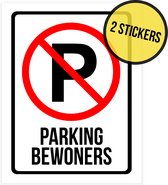 Pictogram/ sticker | "Parking bewoners" | 19 x 25 cm | Parkeeroverlast | Parking vrijhouden | Garagepoort | Inrit vrijlaten | Niet parkeren | Verbodsbord | 2 stuks