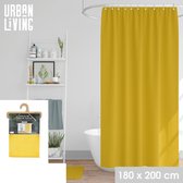Urban Living Douchegordijn met ringen - okergeel - polyester - 180 x 200 cm - Voor bad en douche