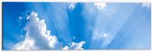 Dibond - Zonnestralen Vanuti Zomerse Wolken - 60x20 cm Foto op Aluminium (Met Ophangsysteem)