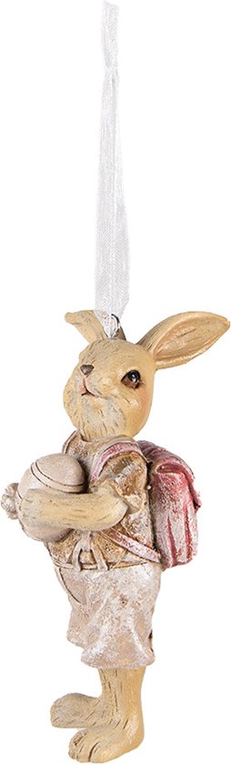 Clayre & Eef Pendentif Lapin 11 cm Rose Plastique Pendentif de Pâques