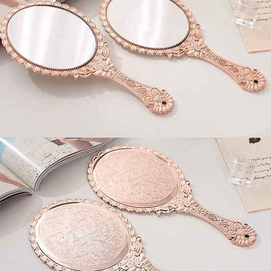 2 pièces miroir de maquillage avec poignée à motif rétro, mini miroir  portatif à un... | bol.