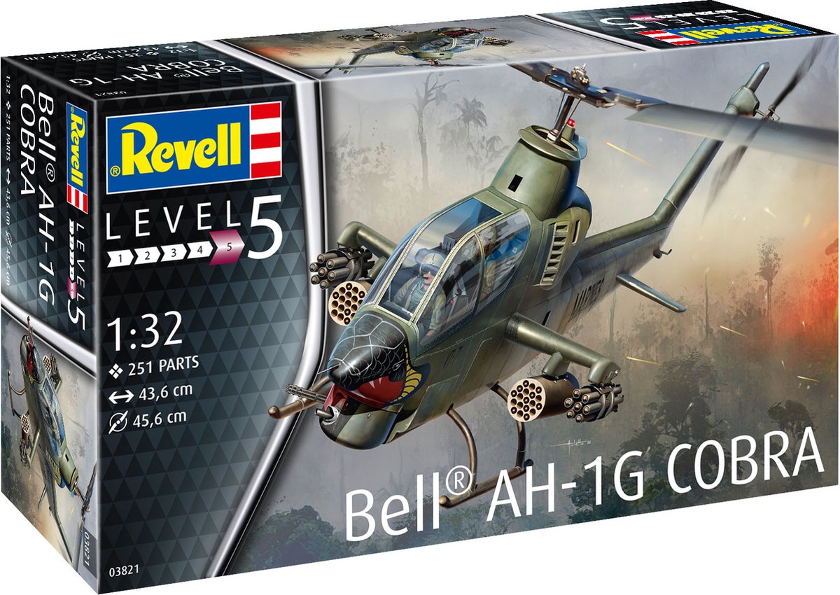 1:32 Revell 03821 Bell AH-1G Cobra Heli Plastic Modelbouwpakket