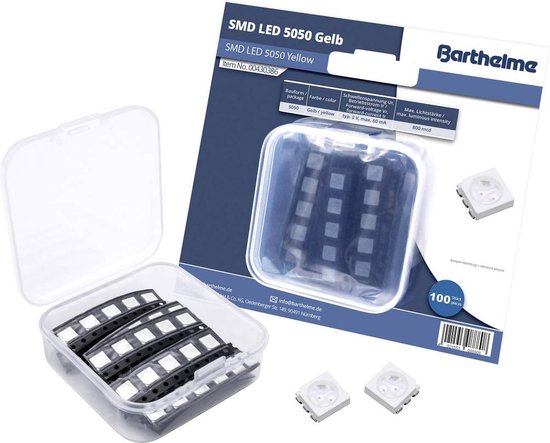 Barthelme SMD-LED-set 5050 Geel 800 mcd 120 ° 60 mA 2 V Bulk