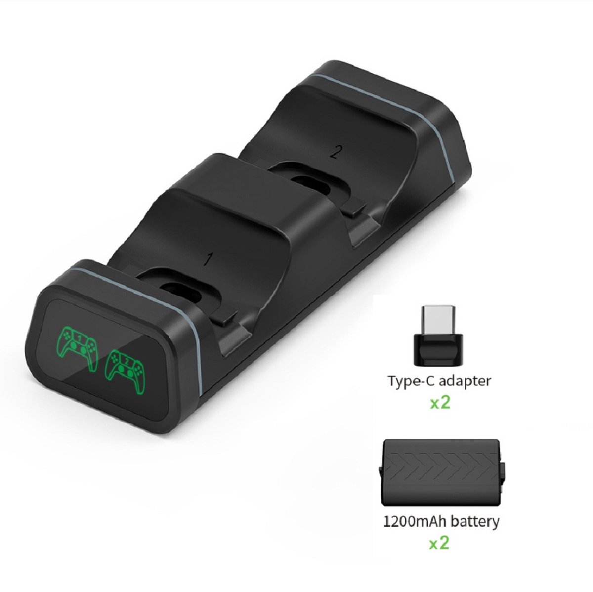 Oplaadstation Charging Docking Station met 2 stuks 1200mAh Li-ion batterijen geschikt voor XBox One / Series X / Series S / TYX-0625