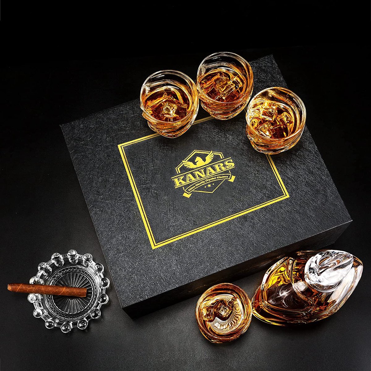 Set à whisky de Luxe Whisiskey - Incl. 2 Verres à whisky, 4 pierres à whisky en acier