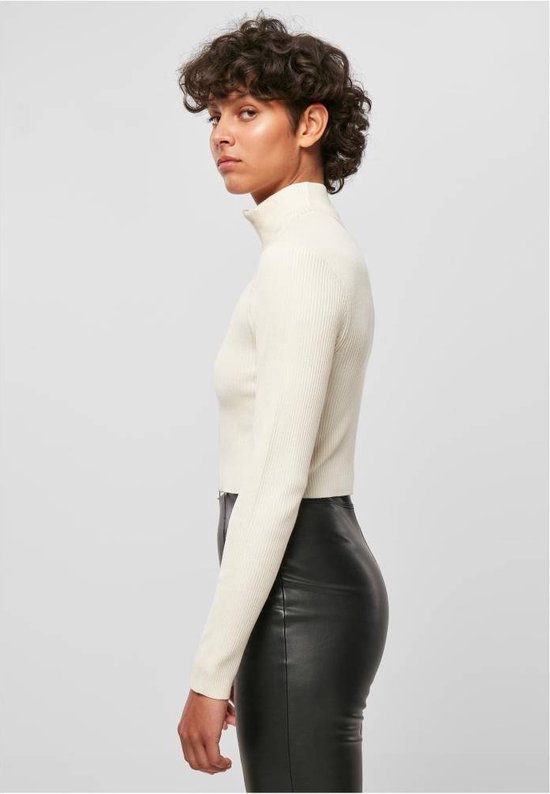 Urban Classics - Cropped Rib Knit Zip Cardigan - 4XL - Ivoorkleurig