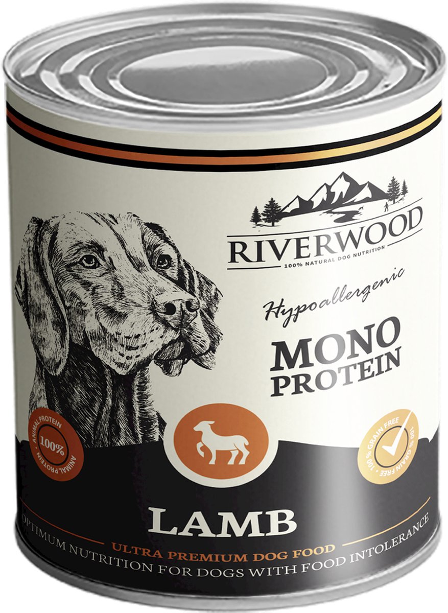 Riverwood 6-pack (5% Korting) - Ultra Premium Natvoer voor Honden - 2.4Kg - Lam Hypoallergeen - Graan- en Glutenvrij