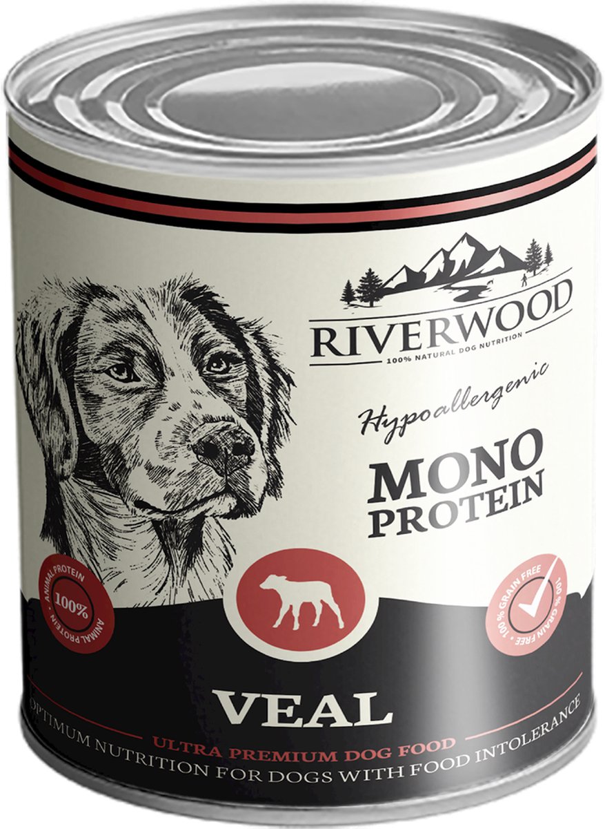 Riverwood 6-pack (5% Korting) - Ultra Premium Natvoer voor Honden - 2.4Kg - Kalf Hypoallergeen - Graan- en Glutenvrij