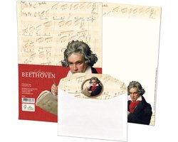 Bekking & Blitz - Briefpapier - 10 vellen briefpapier - Inclusief enveloppen - Kunst - Uniek design - Klassieke muziek - Componist - Ludwig van Beethoven - Joseph Karl Stieler - Beethoven Haus Bonn