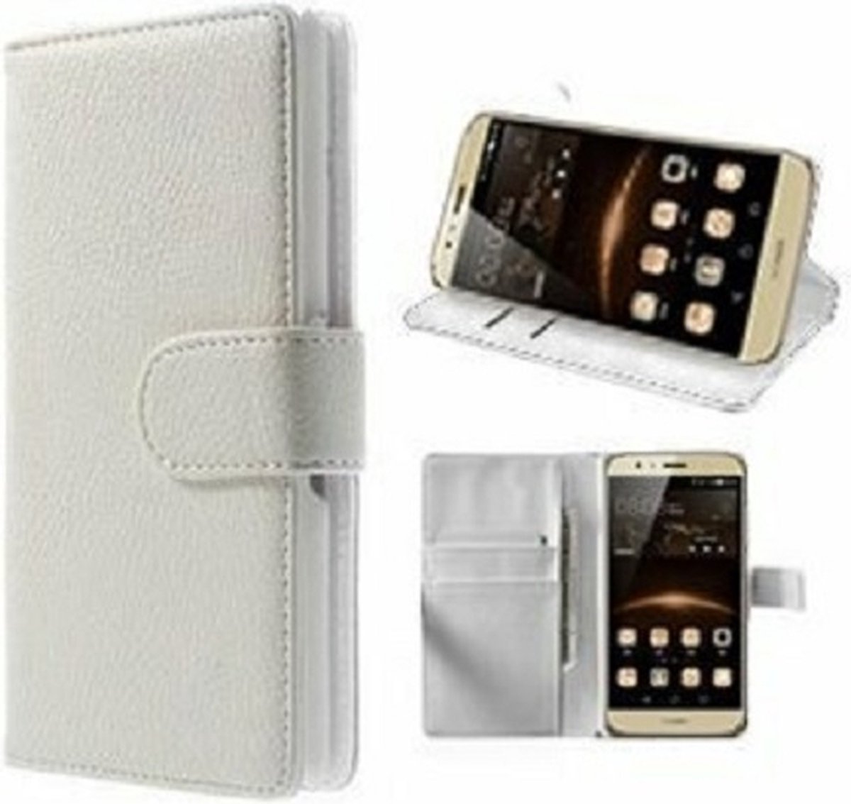 Huawei G8 Hoesje Met Pasjeshouder Bookcase Wit