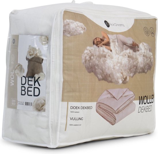 MAM Sleep - Wollen Dekbed - All Year - 100% Zuiver Australische Scheerwol - Wasbaar - 240x220 cm - Lits-Jumeaux