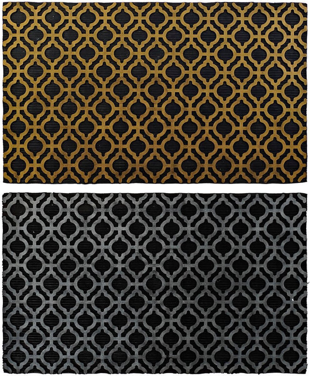 Deurmat DKD Home Decor Ziverachtig Zwart Gouden Rubber Arabisch 2 Stuks (75 x 45 x 0,5 cm)