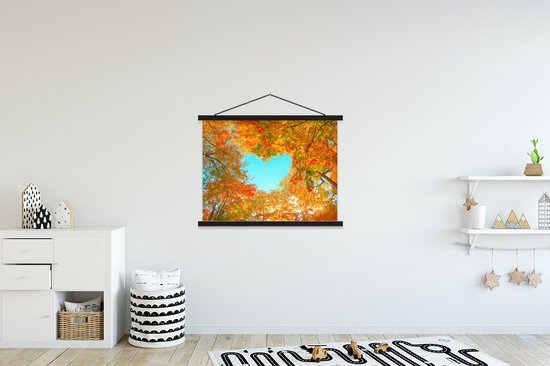 Support pour affiches avec affiche 150 x 113 cm - Affiche scolaire - Arbres - Automne - Cœur - Nature - Oranje - Cœur - Affiche textile - Lattes vierges
